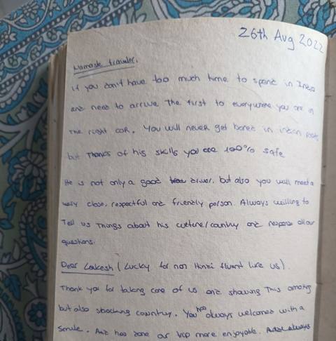 Handwritten diary page by Mireia and Unai from Spain
