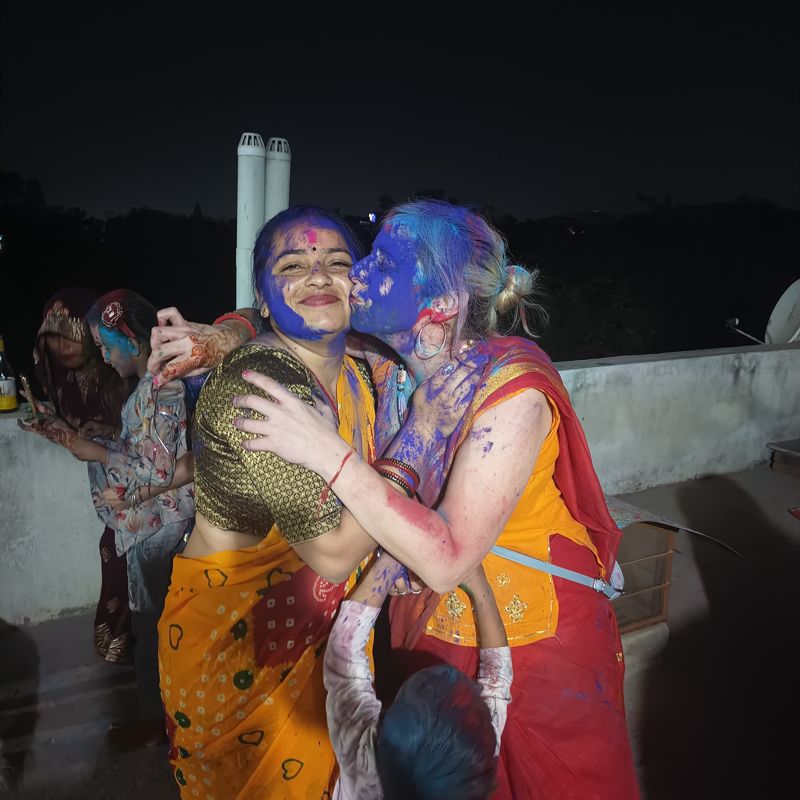 Guests celebrating Holi